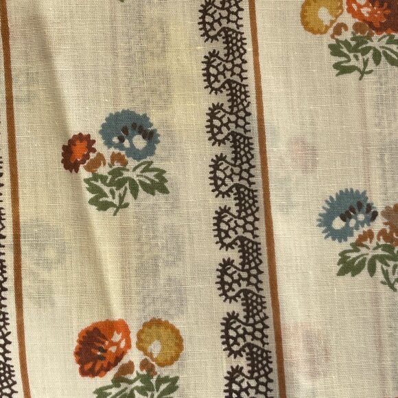 VTG Brown Yellow Blue Floral VTG Napkins Mid Century Colors Upcycle Craft - Picture 4 of 10